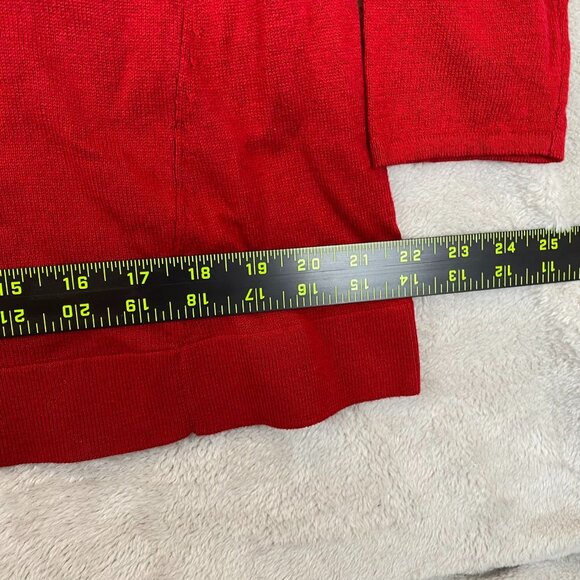 J.Jill Woman's Knit Tunic Sweater Small Red Long-Sleeve Cotton Blend Made In Chi - Picture 4 of 10